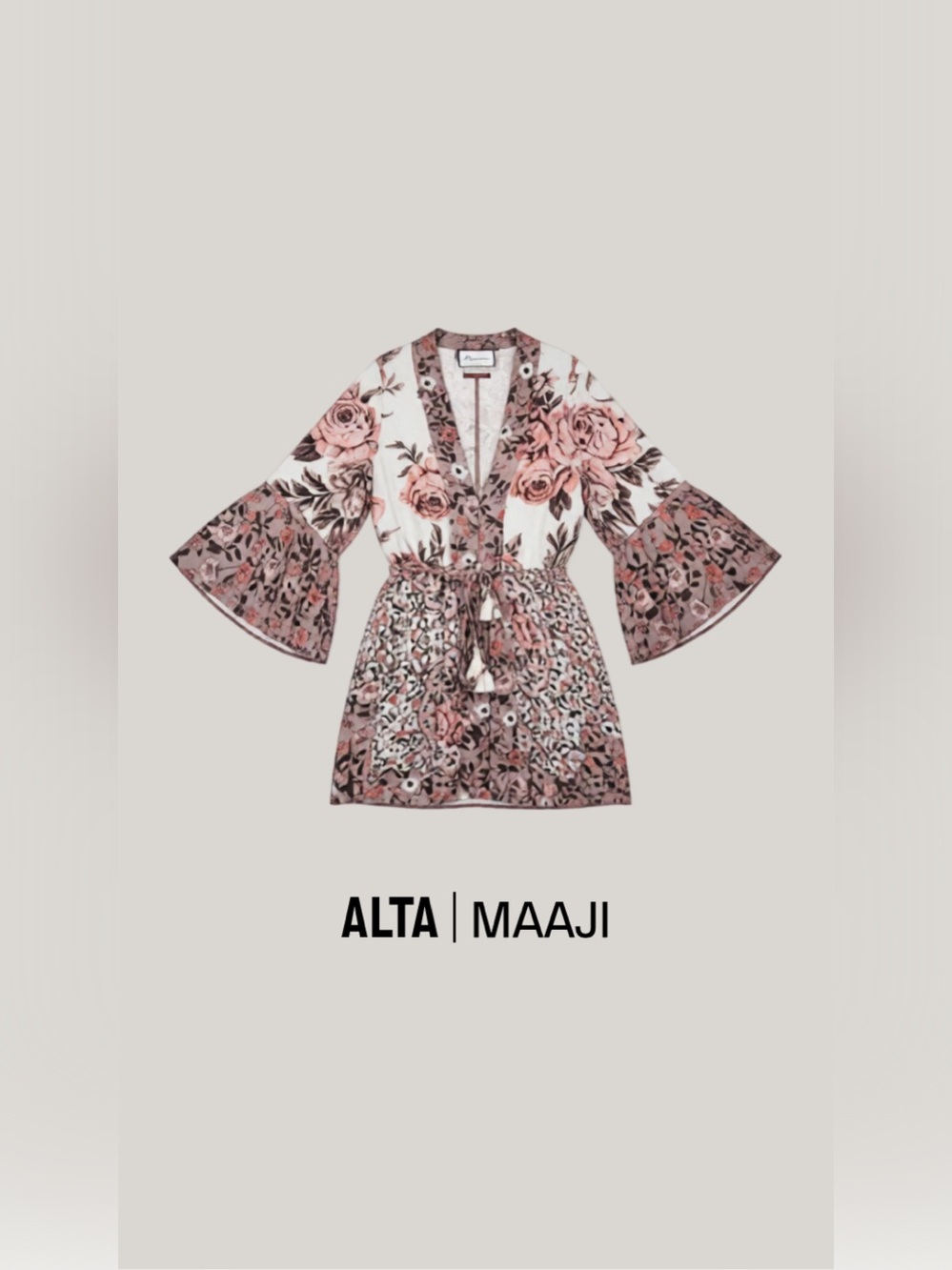 Maaji Pink Floral & White Tie-Waist Swim Coverup